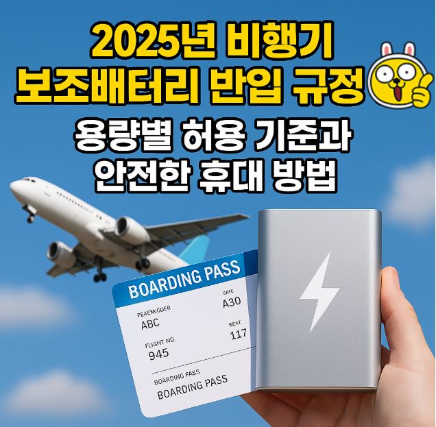2025년 비행기 보조배터리 반입 규정