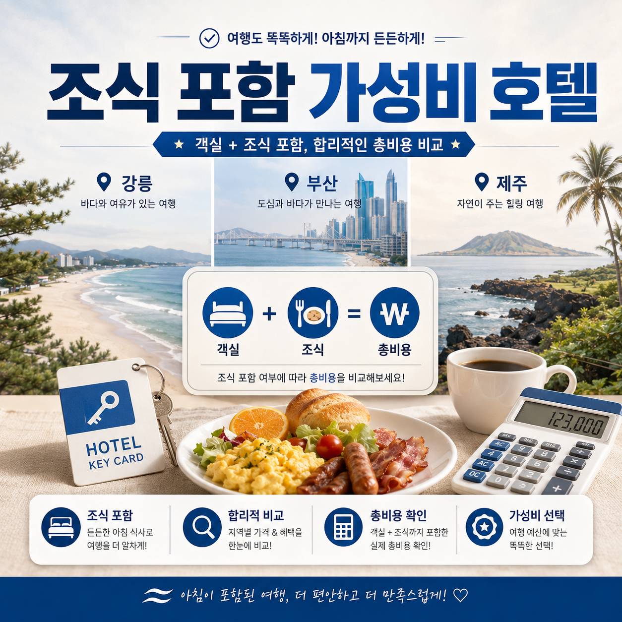 2026 조식 포함 가성비 호텔과 강릉 부산 제주 호텔 아침 식사를 비교한 대표 이미지