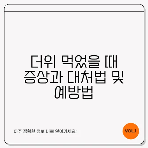더위 먹었을 때 증상과 대처법 및 예방법