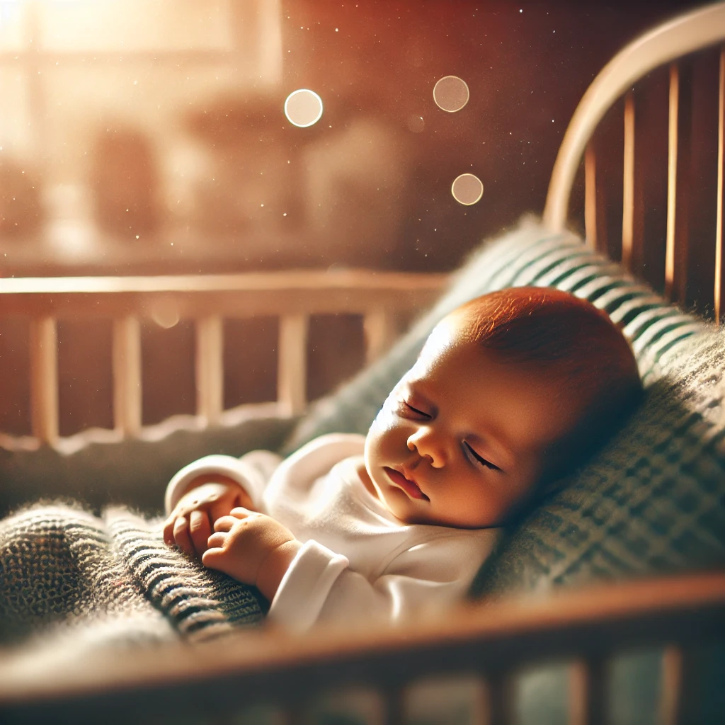 신생아 수면 교육을 위한 블로그 썸네일 &ndash; 숙면 중인 아기의 편안한 모습