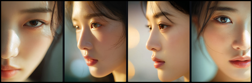 정확한 눈 초점과 얕은 심도가 적용된 한국 여성 모델 클로즈업, 감성 중심 초점 구조 예시_Midjourney