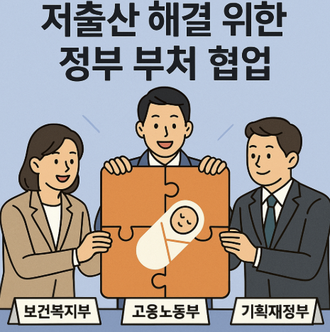 저출산 해결 위한 정부 부처 협업 (보건복지부, 고용노동부, 기획재정부)