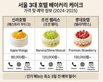 서울 3대 호텔 베이커리 케이크 가격