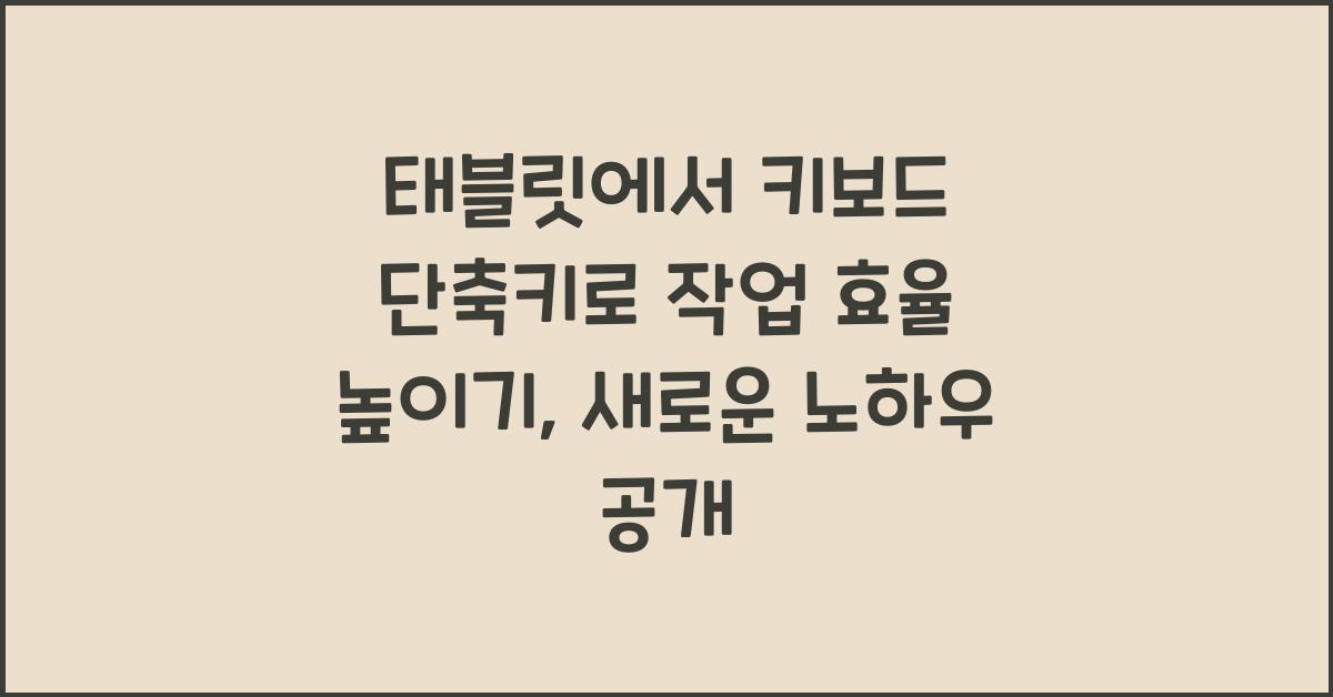태블릿에서 키보드 단축키로 작업 효율 높이기