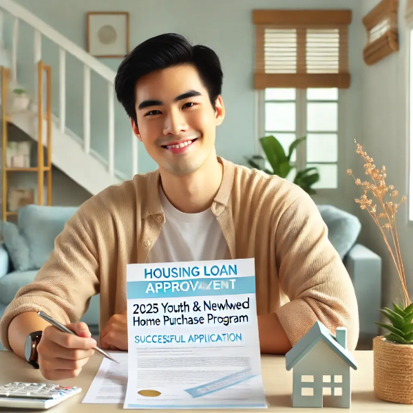 승인서를 들고 미소 짓는 동양인 남성