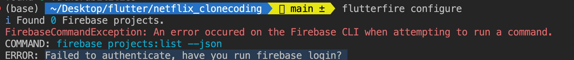 firebase관련 오류 발생 화면