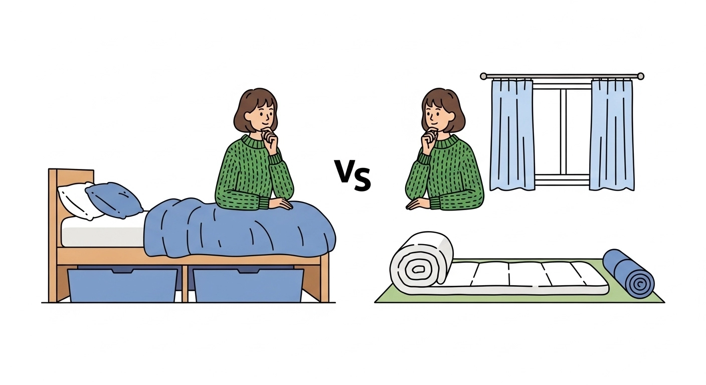 좁은 원룸의 공간 심리학, 침대와 바닥 생활 사이에서 고민하는 당신을 위한 최종 가이드