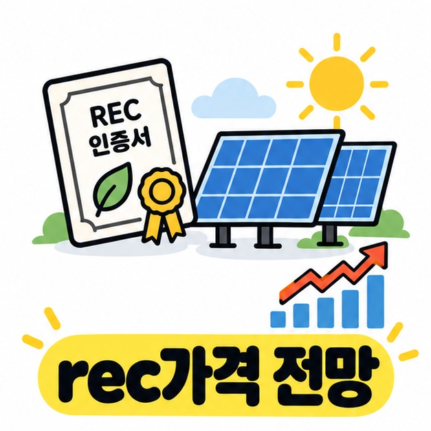 rec가격 전망 문구와 REC 인증서 가격표, 전력시장 그래프를 배치한 카드뉴스