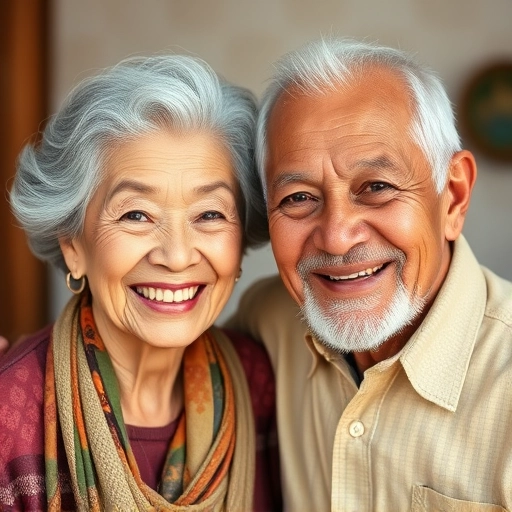 활짝 웃는 시니어 부부
