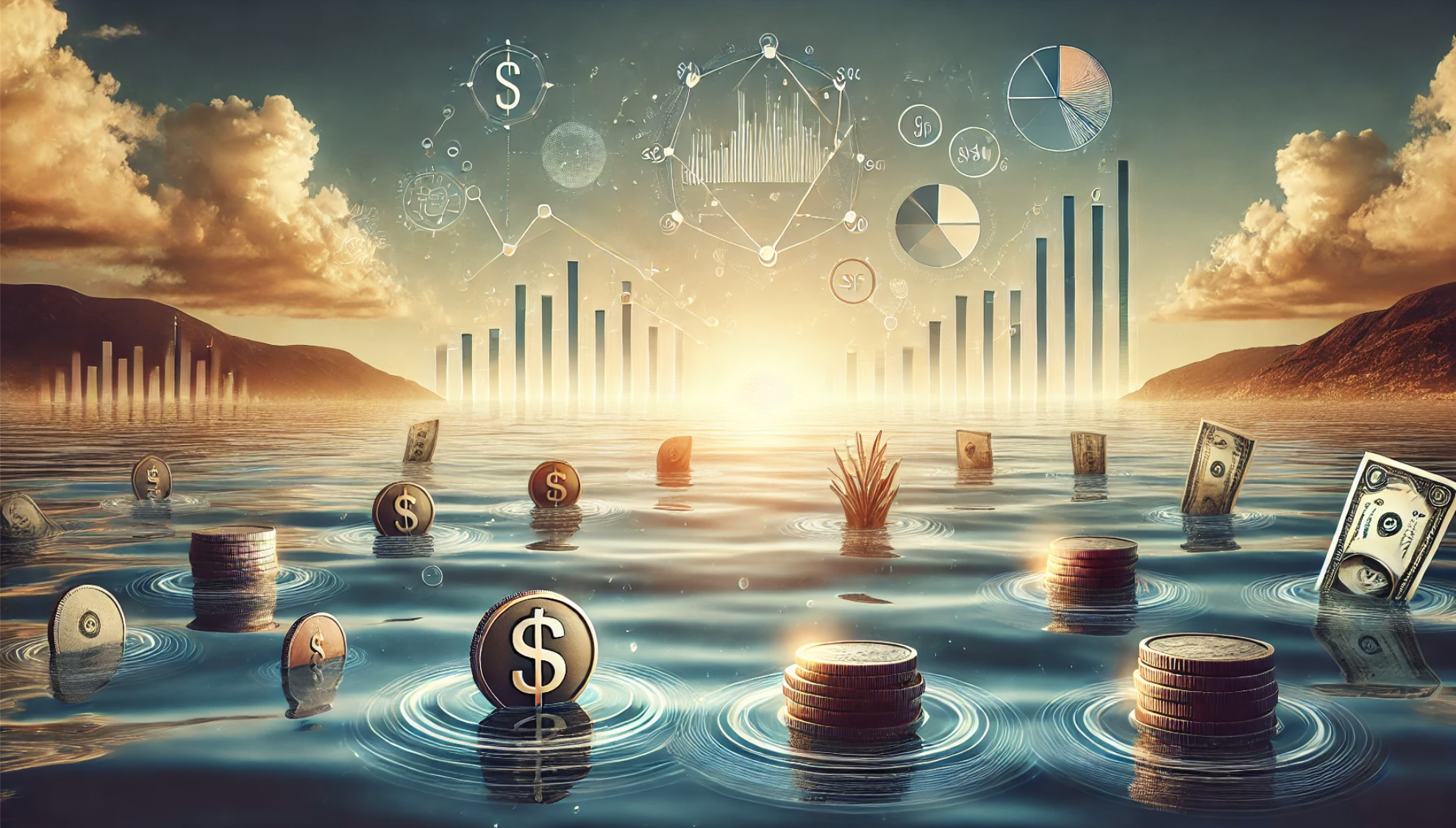 수평선 위의 동전, 지폐 그림