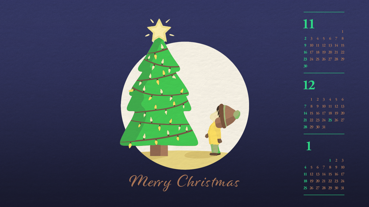 08 크리스마스트리와 소년 B - 2025년12월 달력배경화면