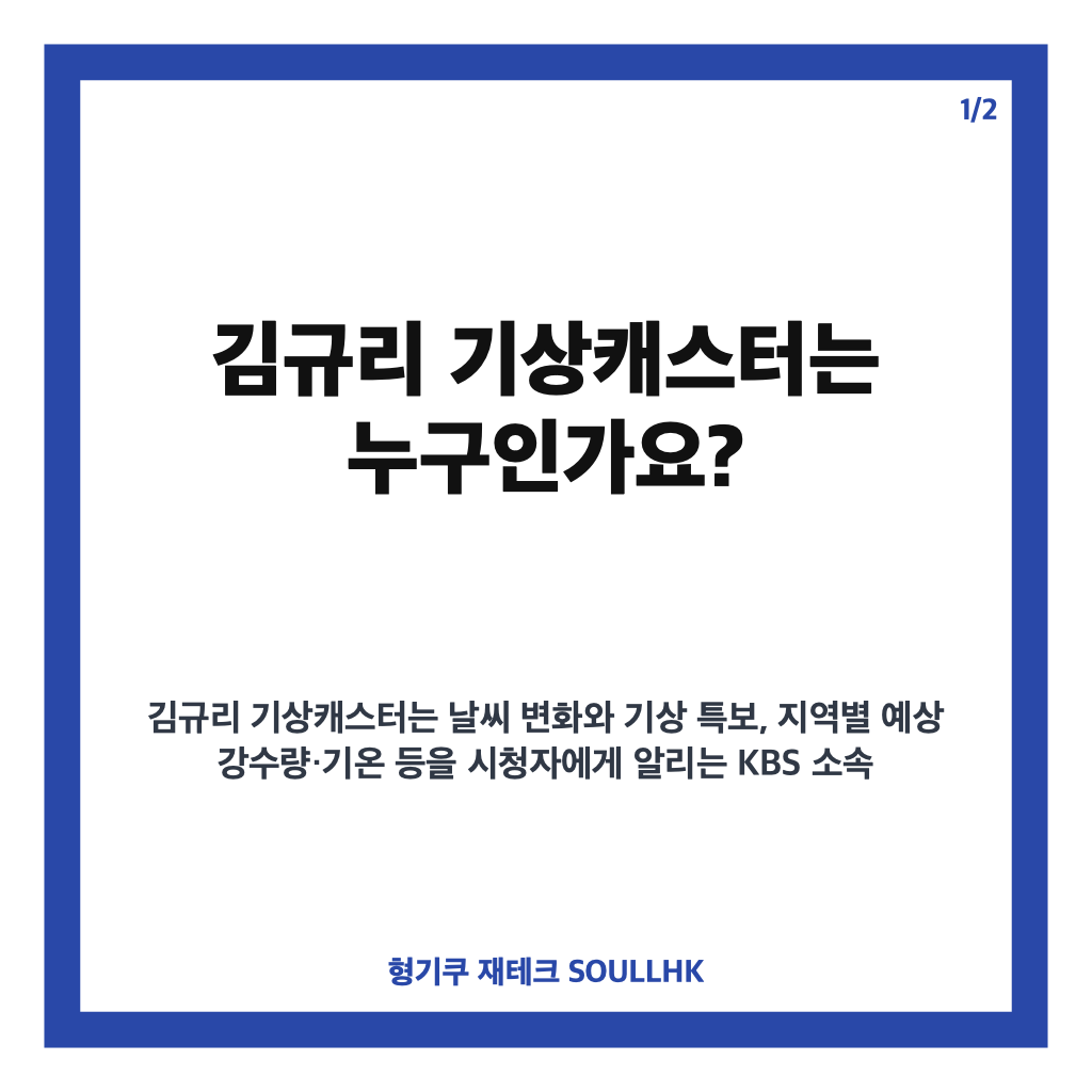 김규리 기상캐스터 프로필, 부산대 심리학과 출신 KBS 활동 정리 카드뉴스 1