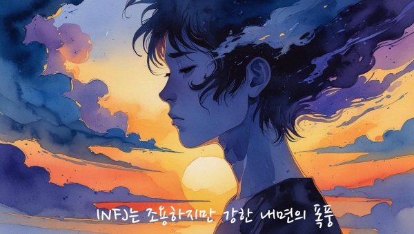 INFJ는 겉보기엔 조용하고 침착하지만, 내면은 복잡하고 강렬합니다에 관한 그림입니다