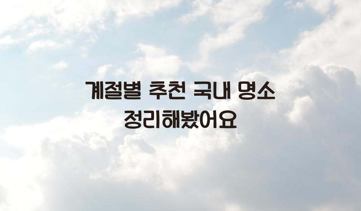 계절별 추천 국내 명소 정리해봤어요
