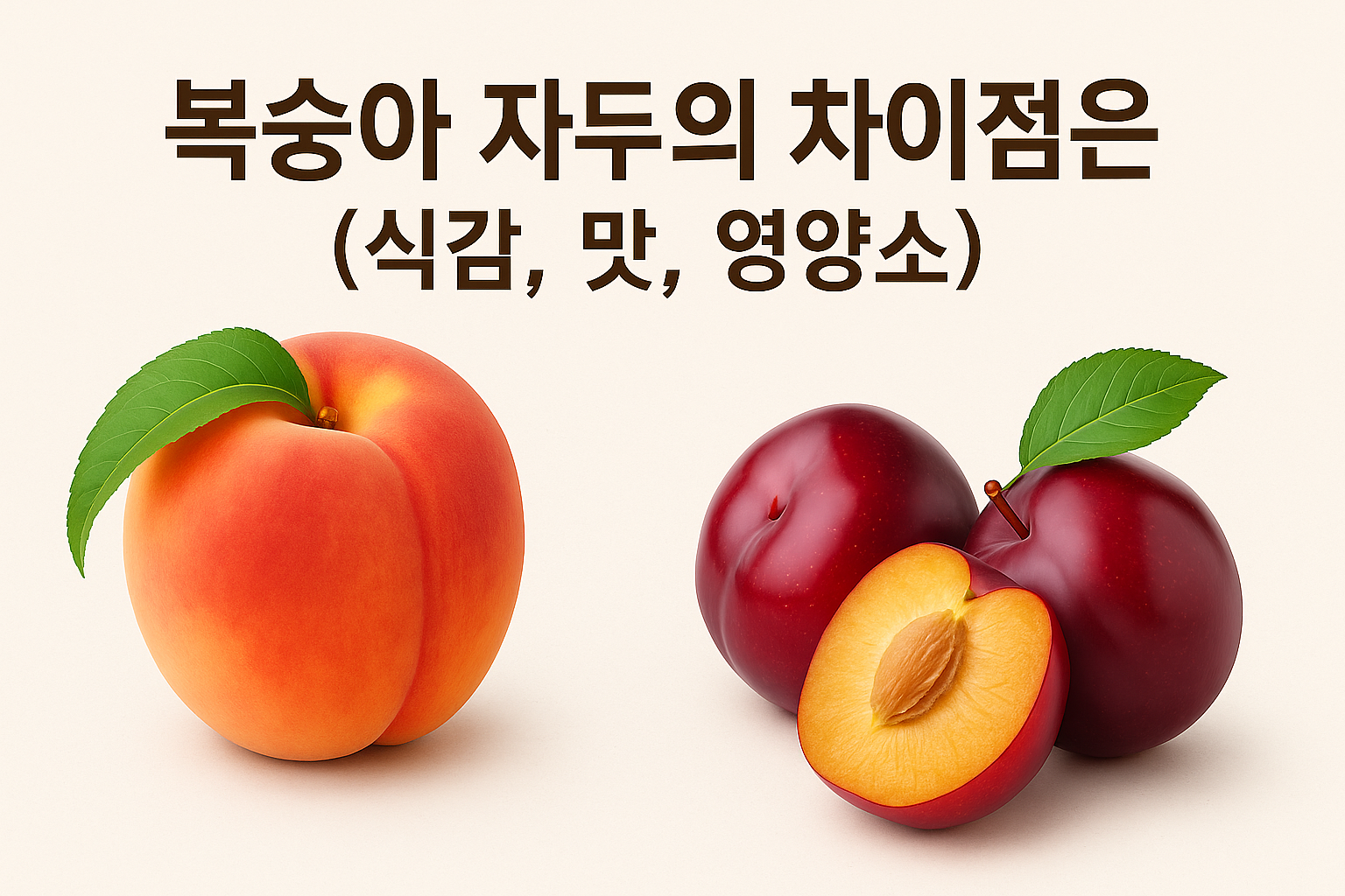 &quot;복숭아 vs 자두&quot;에 대한 이미지입니다.
