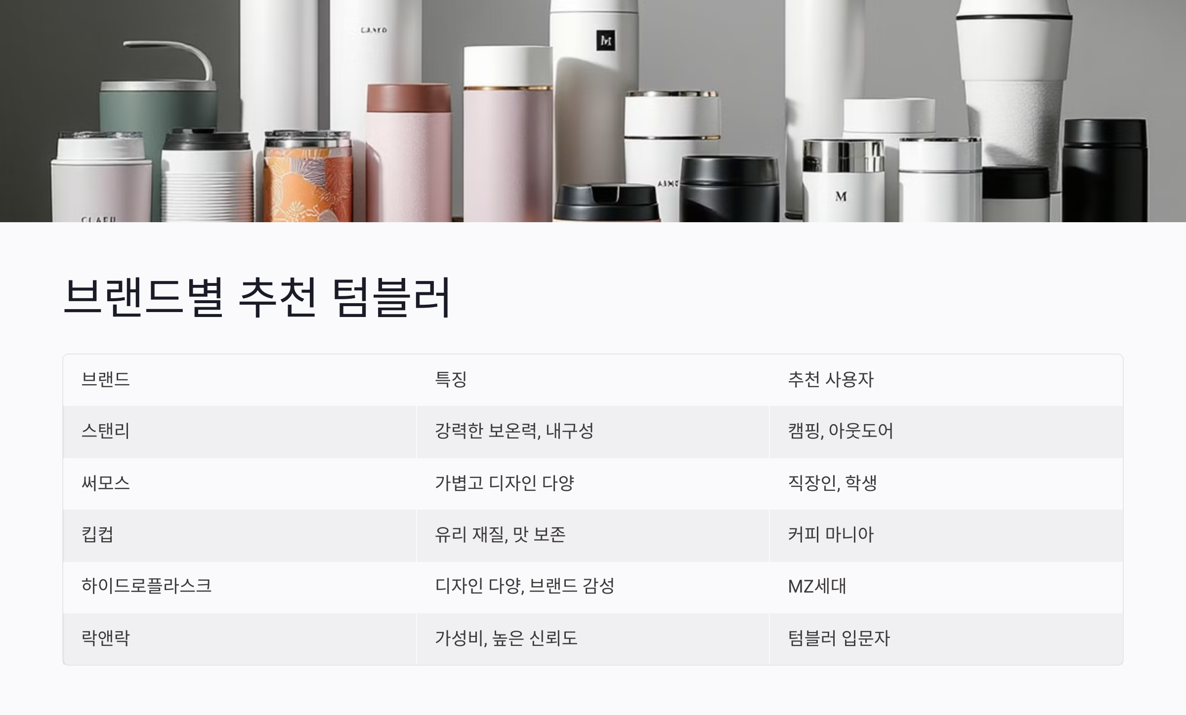 브랜드별 추천 텀블러 비교