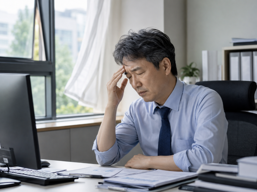 피로에 지친 직작인의 오후