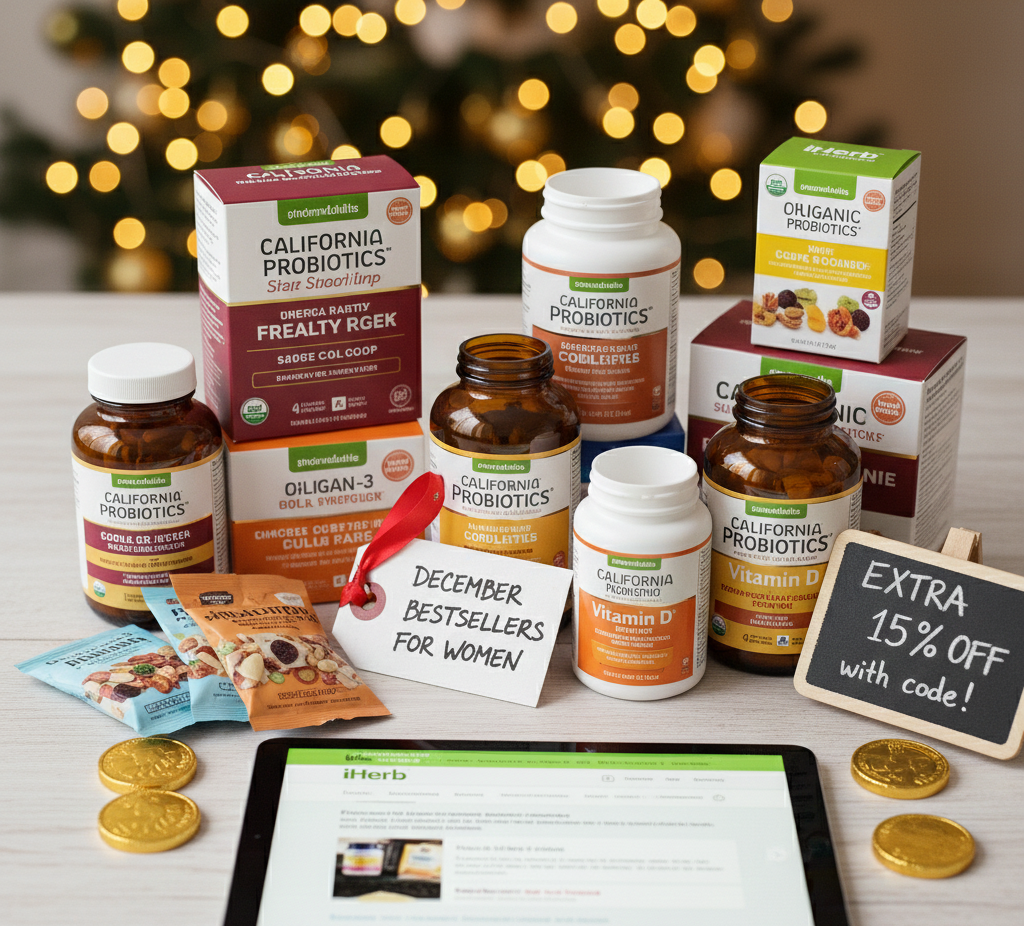 아이허브 12월 베스트셀러 여성 영양제 모음 &ndash; 프로바이오틱스, 오메가3, 비타민D, 할인코드 15% 적용 가능