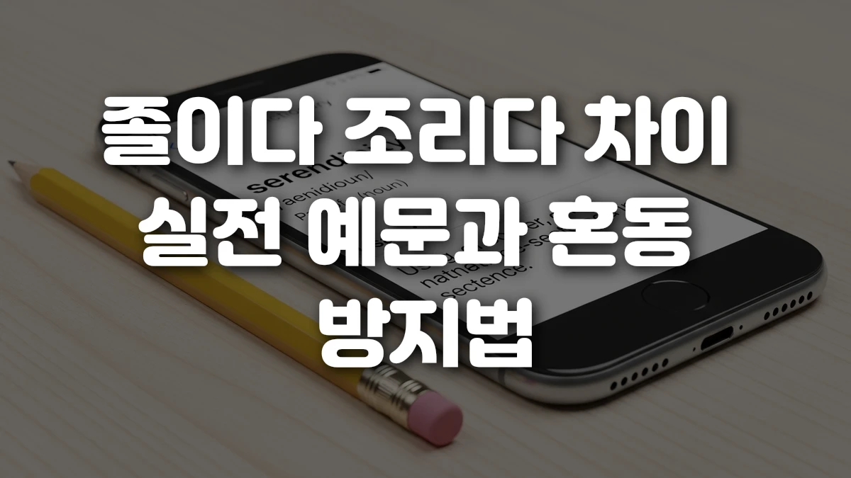 졸이다 조리다 차이 실전 예문과 혼동 방지법