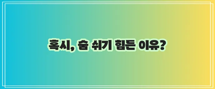 숨이 가쁜 증상 원인과 대처법 확실히 알아두세요