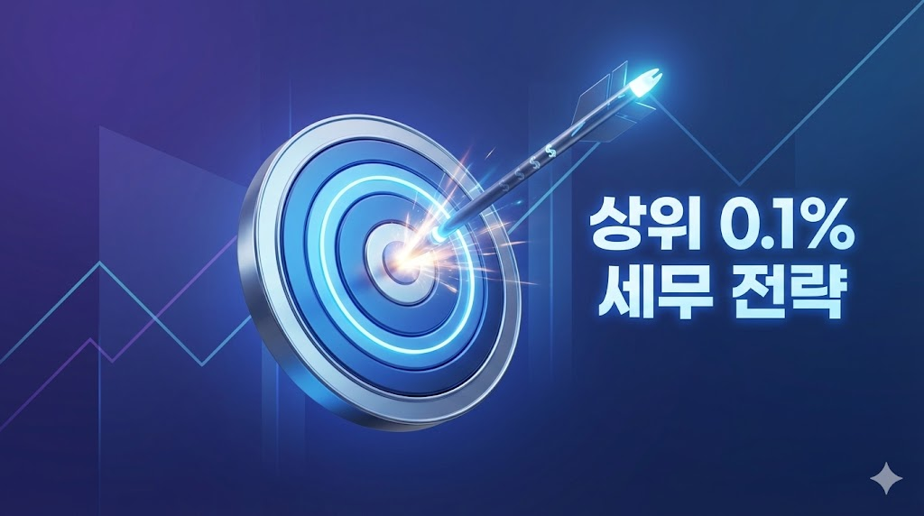 상위 0.1%의 정밀한 세무 전략을 과녁과 화살로 표현한 직관적인 3D 비즈니스 디자인 이미지