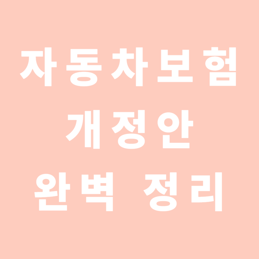 자동차보험개정안 완벽정리
