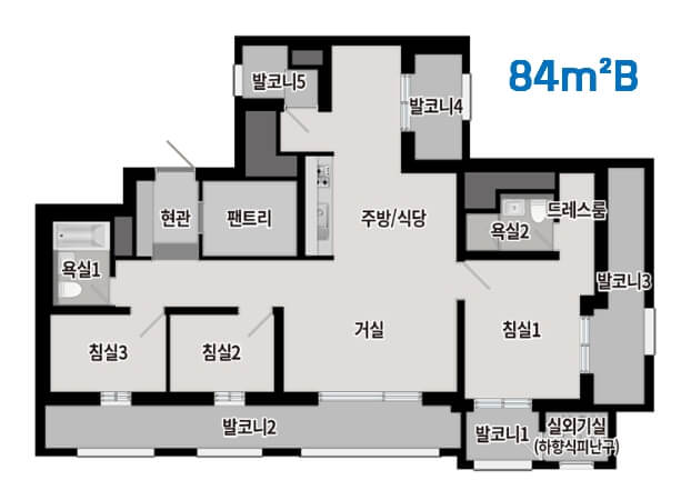 음성 푸르지오 마크베르 84B 타입 평면도