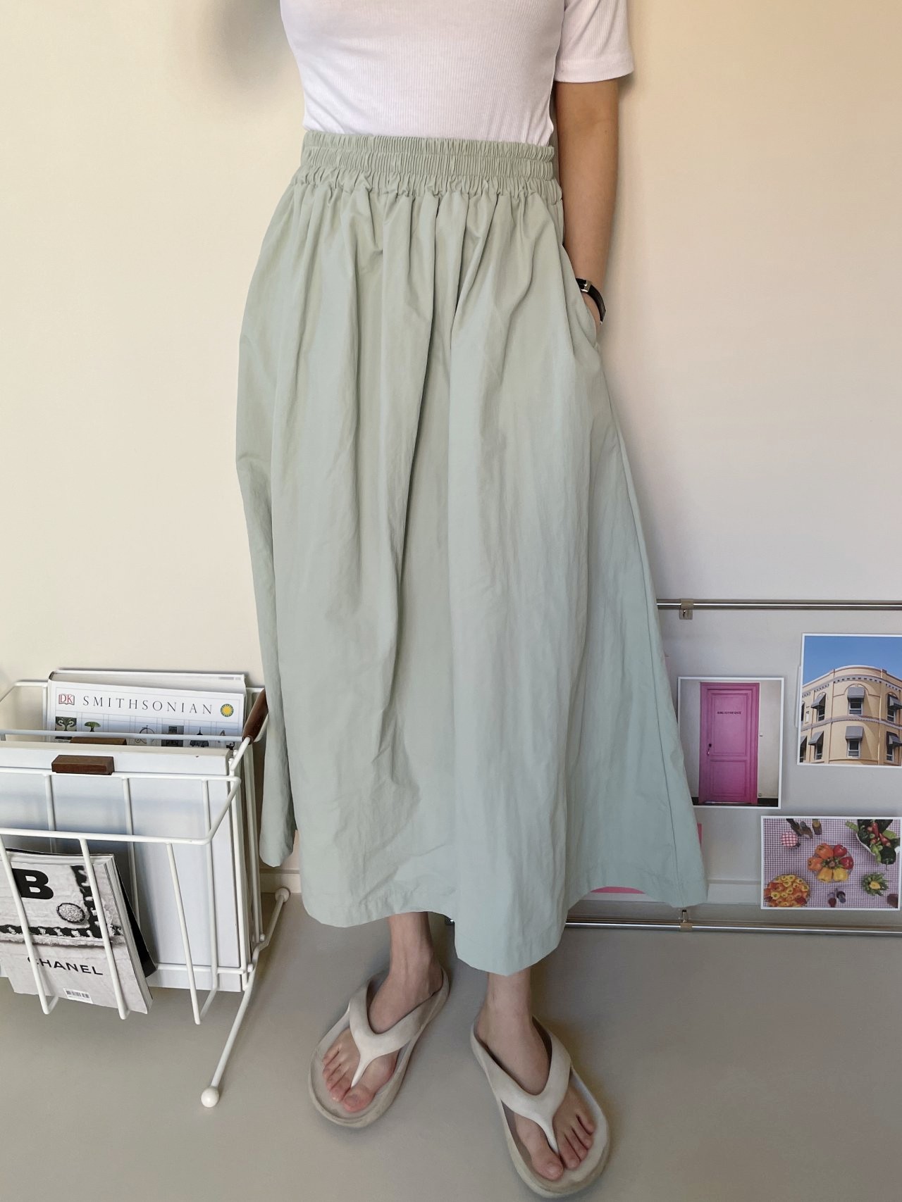 77,88,99사이즈 바스락 주름 스커트 빅사이즈 봄 여름 가을 밴딩 롱 치마 편한