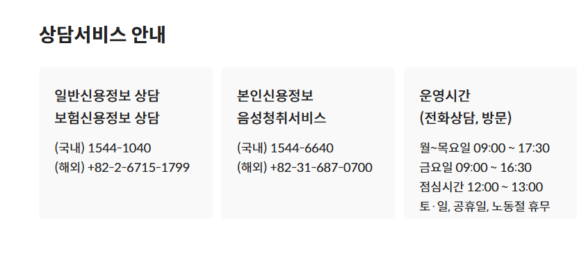 신용정보조회서 발급