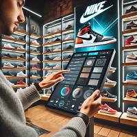 젊은 남성이 나이키 운동화 맞춤형 주문중인 사진