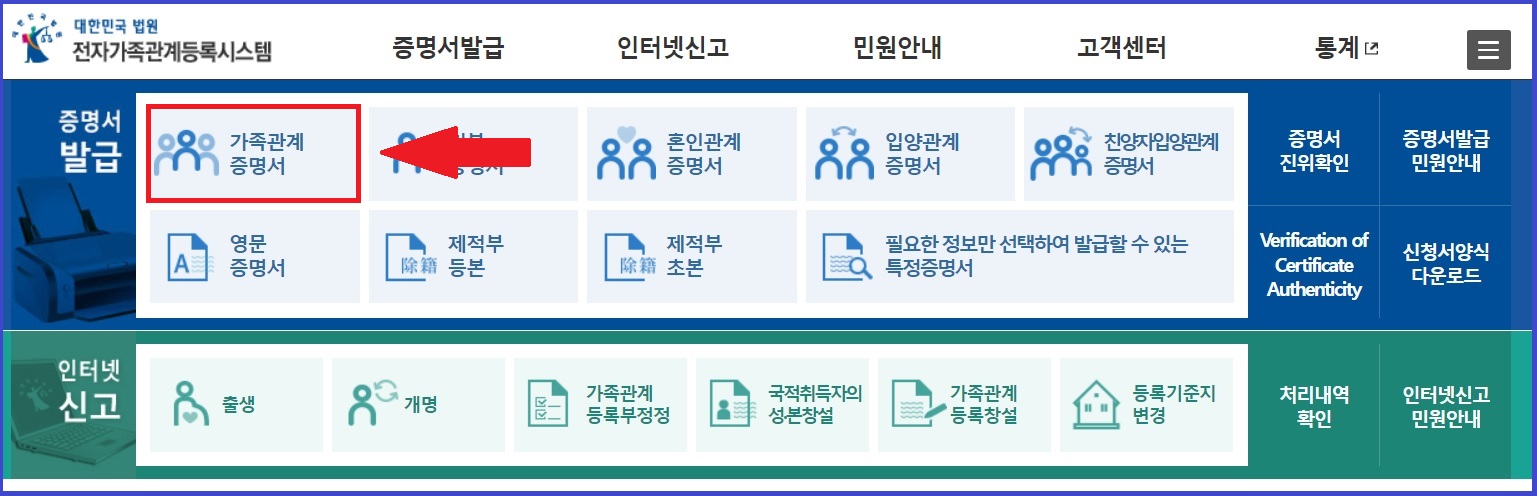 가족관계증명서 인터넷 발급 방법: 전자가족관계등록시스템 방문하여 인터넷으로 발급받기