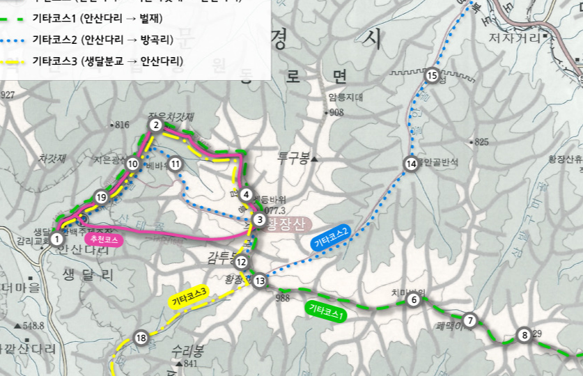 황장산 등산지도