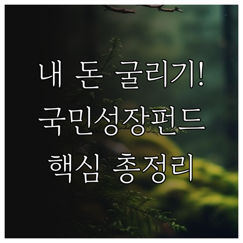 목돈 마련을 위한 국민성장펀드 활용법..
