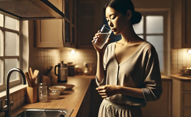 물 마시는 여성