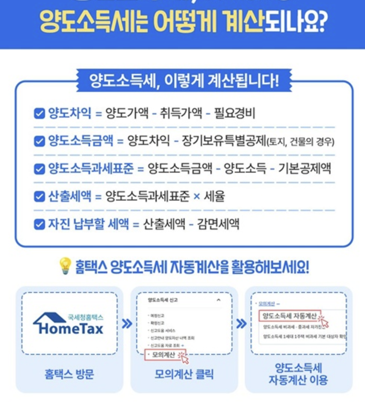 국세청 양도소득세 자동계산