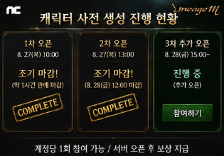 캐릭터 이름 선점 경쟁이 빠르게 진행됐다