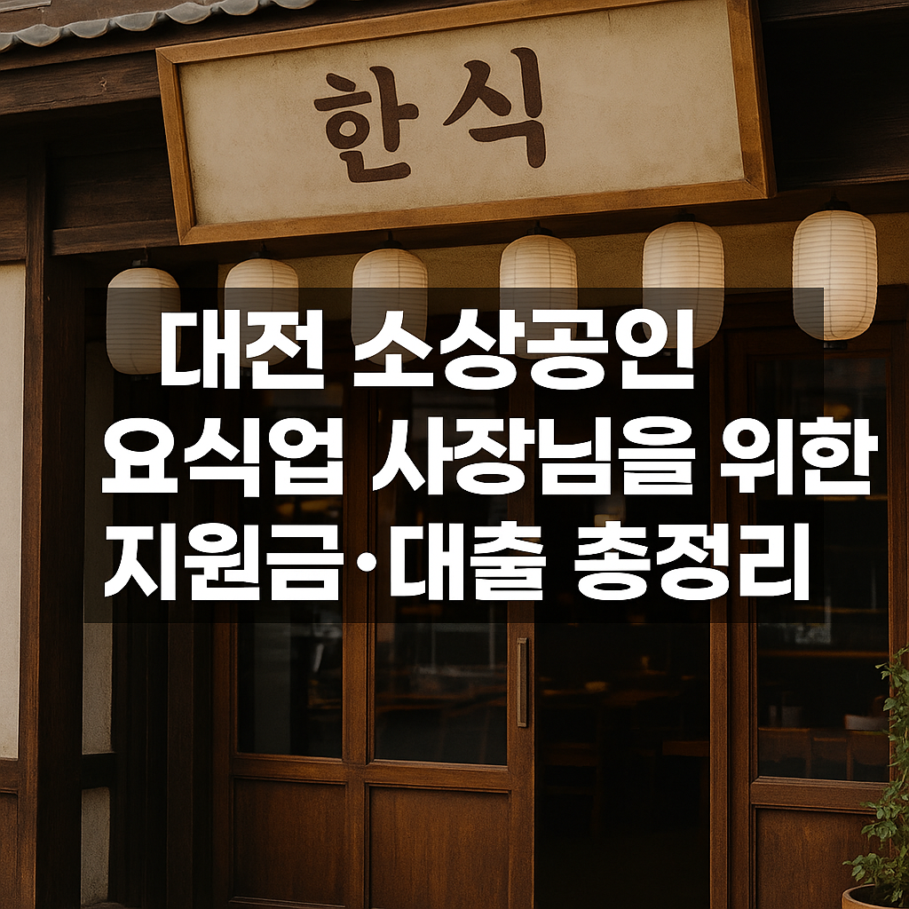 대전 소상공인 요식업 사장님을 위한 지원금·대출