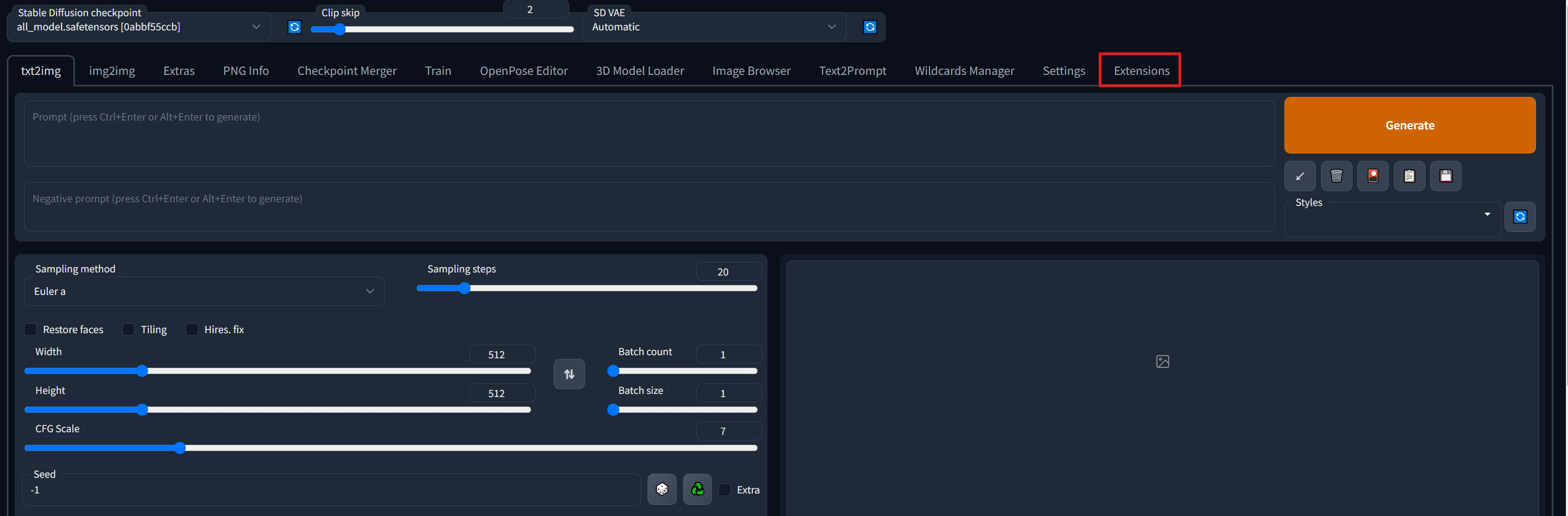 사진1-Stable-Diffusion-WebUI-접속-화면