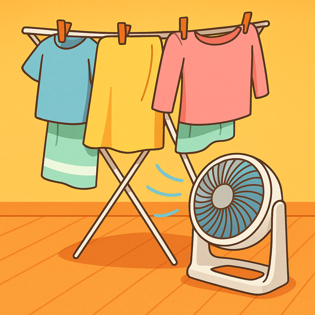 세탁물 건조후 냄새 안나게 하는법, 선풍기