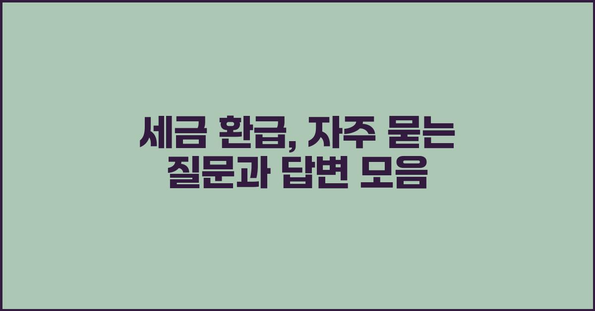 세금 환급, 자주 묻는 질문과 답변