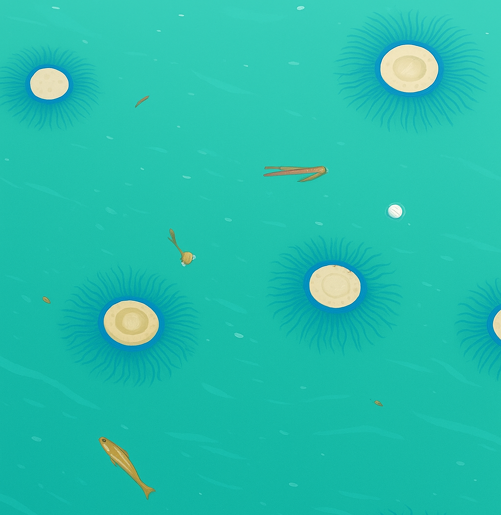 제주바다에 출몰한 푸른우산관 해파리