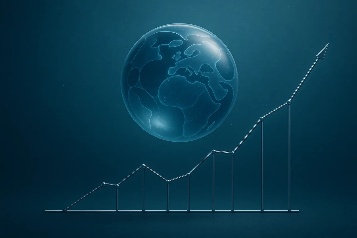 ESG를 상징하는 푸른 지구와 금융 성장을 의미하는 상승 그래프가 조화롭게 어우러진 대표 이미지