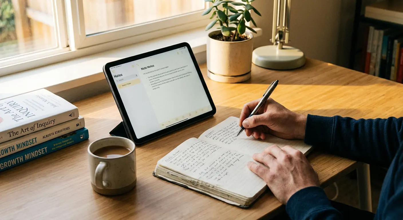 비트코인을 차분하게 공부하며 이해하려는 초보자의 모습