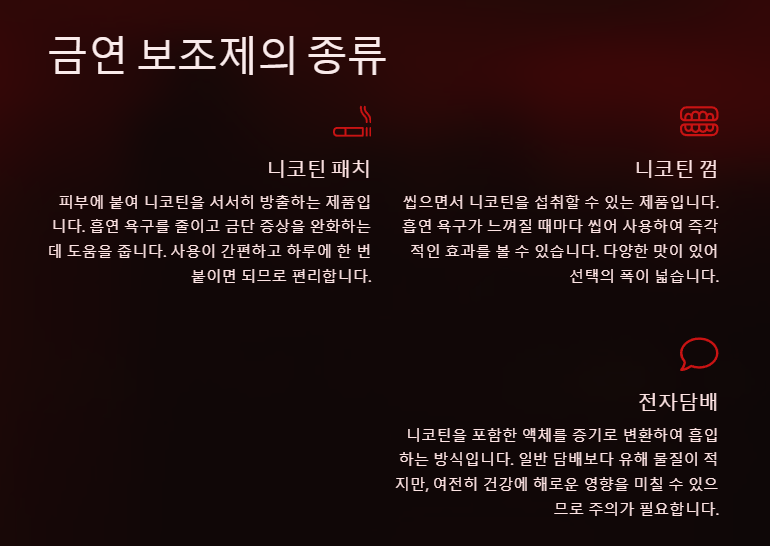 금연 보조제의 종류