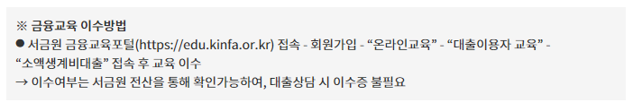 서민금융진흥원 홈페이지 소액생계비