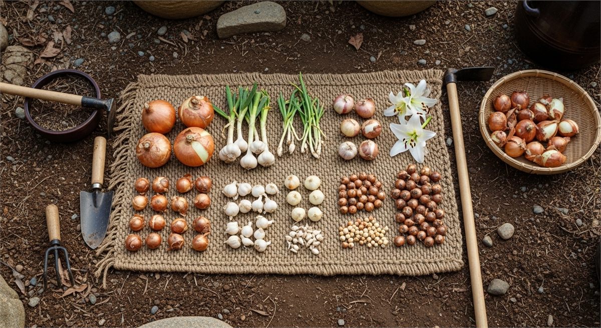 큰 종구와 작은 종구를 나눠 심기 전 준비한 장면 