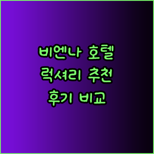 비엔나 럭셔리 호텔 5곳 꼼꼼 비교