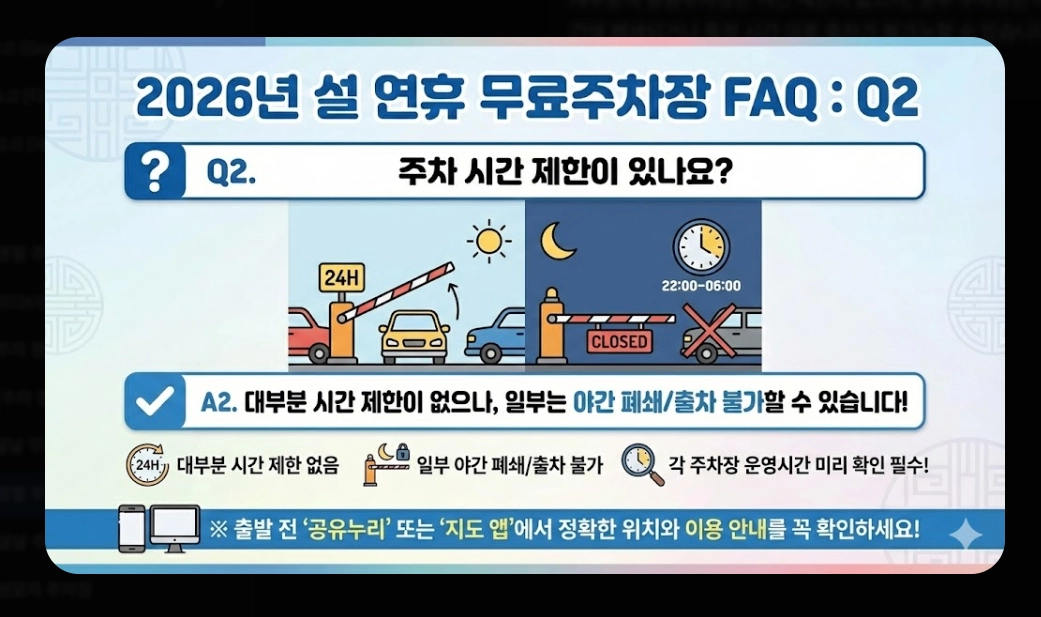 명절 무료주차장 확인(2026년, 설 연휴, 개방 현황)(+ 조회 방법)