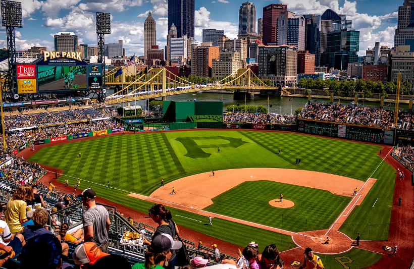 MLB 잔디 야구장 전경 사진