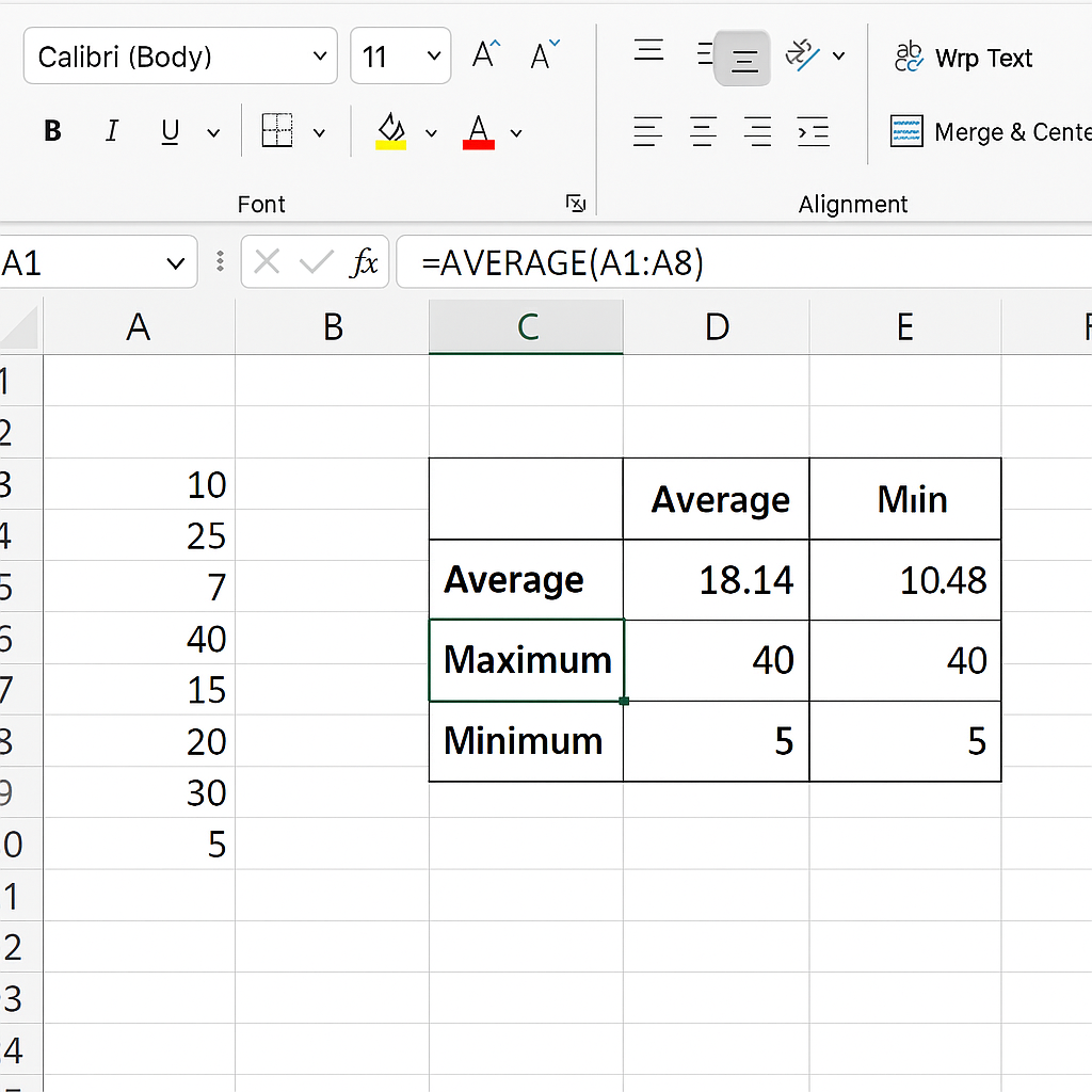 평균과 최대 최소값 계산 방법 관련 사진